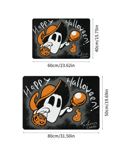 Tapis de Sol Antidérapant pour Cuisine Fantôme Version Q d'Halloween