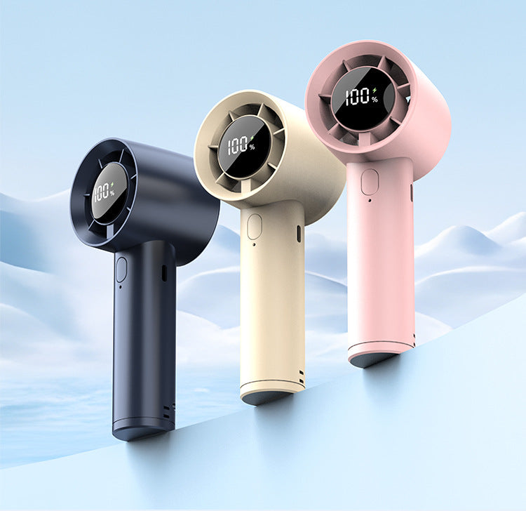 Nouveau petit ventilateur à grande vitesse transfrontalière Ventilateur de bureau portable pour étudiant Écran numérique USB extérieur Petit ventilateur portable