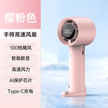 Nouveau petit ventilateur à grande vitesse transfrontalière Ventilateur de bureau portable pour étudiant Écran numérique USB extérieur Petit ventilateur portable