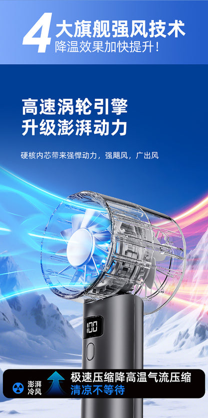 Nouveau petit ventilateur à grande vitesse transfrontalière Ventilateur de bureau portable pour étudiant Écran numérique USB extérieur Petit ventilateur portable