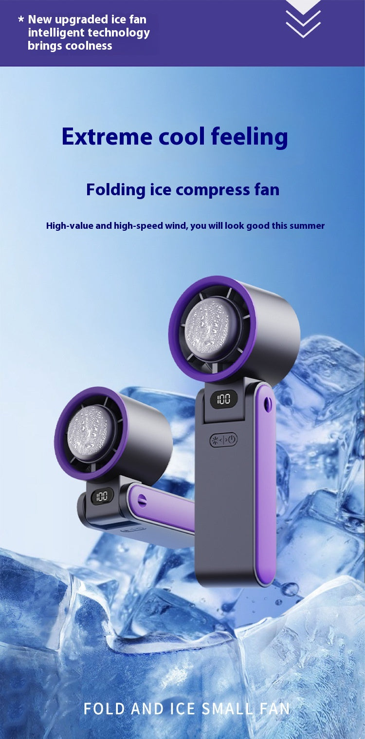 Ventilateur Numérique Portable Pliable avec Compression de Glace