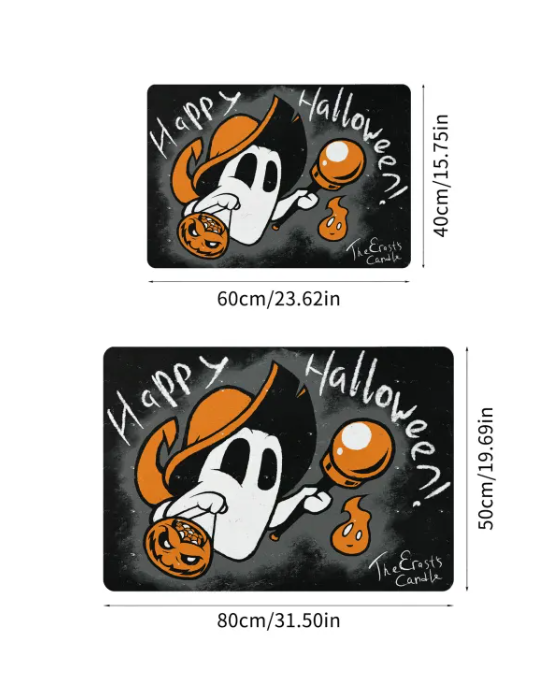 Tapis de Sol Antidérapant pour Cuisine Fantôme Version Q d'Halloween